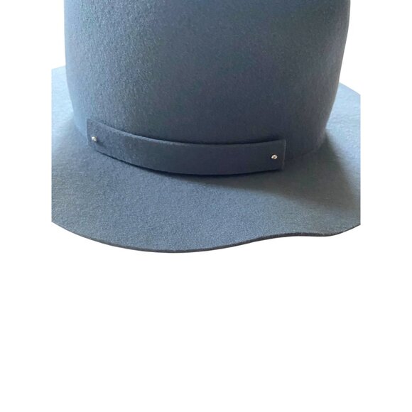 Anthropologie 100% Wool Fedora Slate Blue One Size Coastal Bohemian Quiet Luxury - Picture 4 of 10